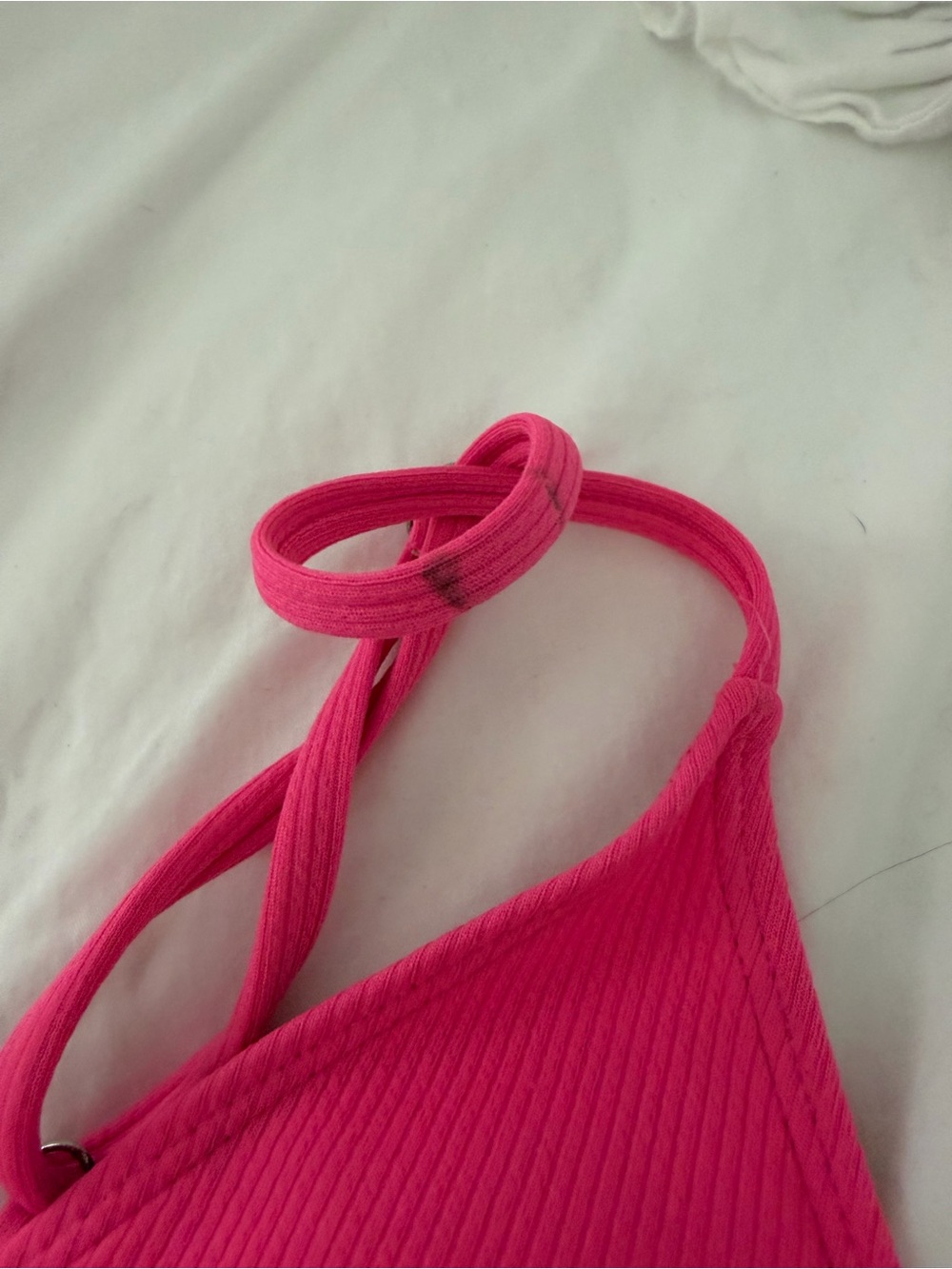 Hot Pink Ribbed Triangle Bikini Set - Picture 2 of 2